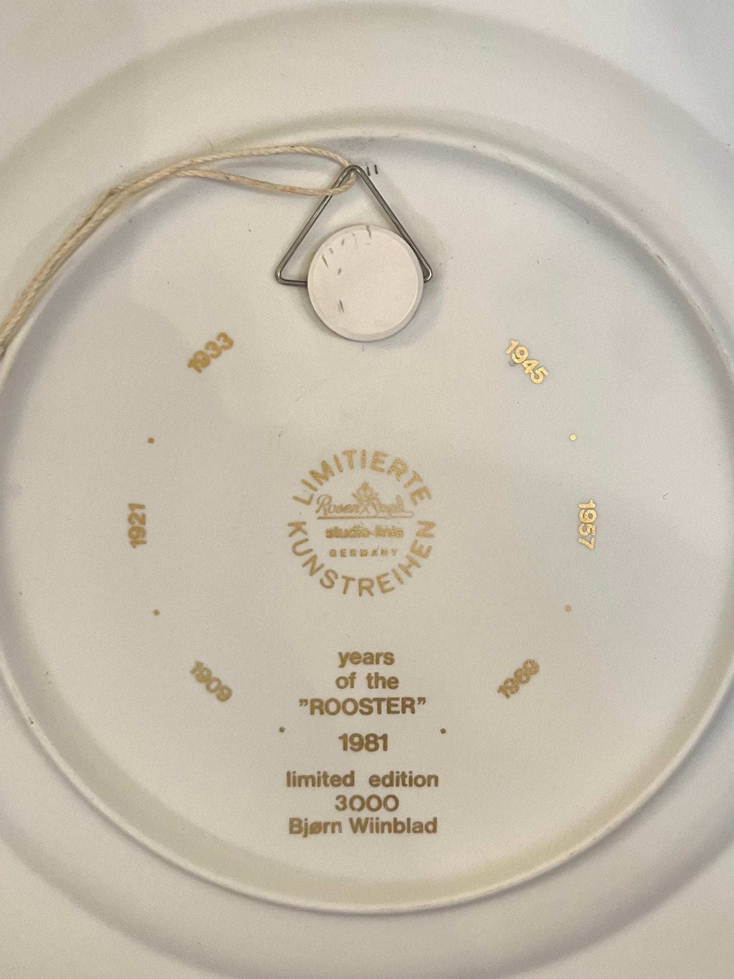 Rosenthal 干支プレート Bjorn Wiinblad/ビョルン・ヴィンブラッド 酉 直径28cm ローゼンタール