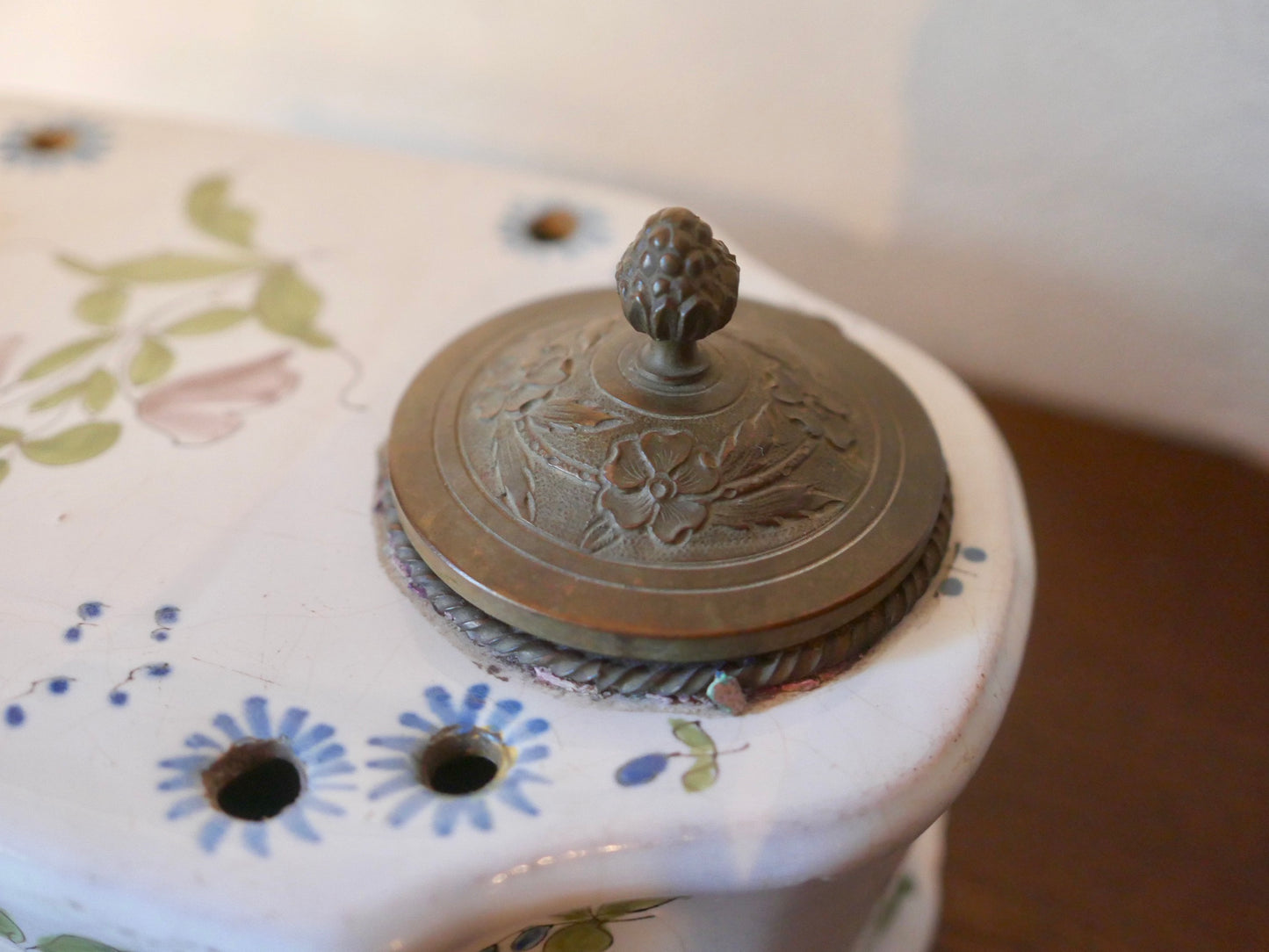 オランダ陶器 インク台 Vintage 草花文 ペン立て 西欧