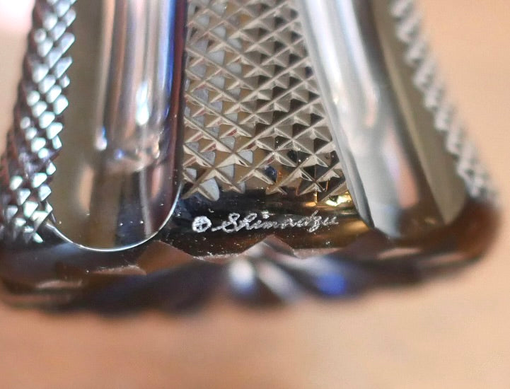 島津 薩摩切子 切子花瓶 【藍】