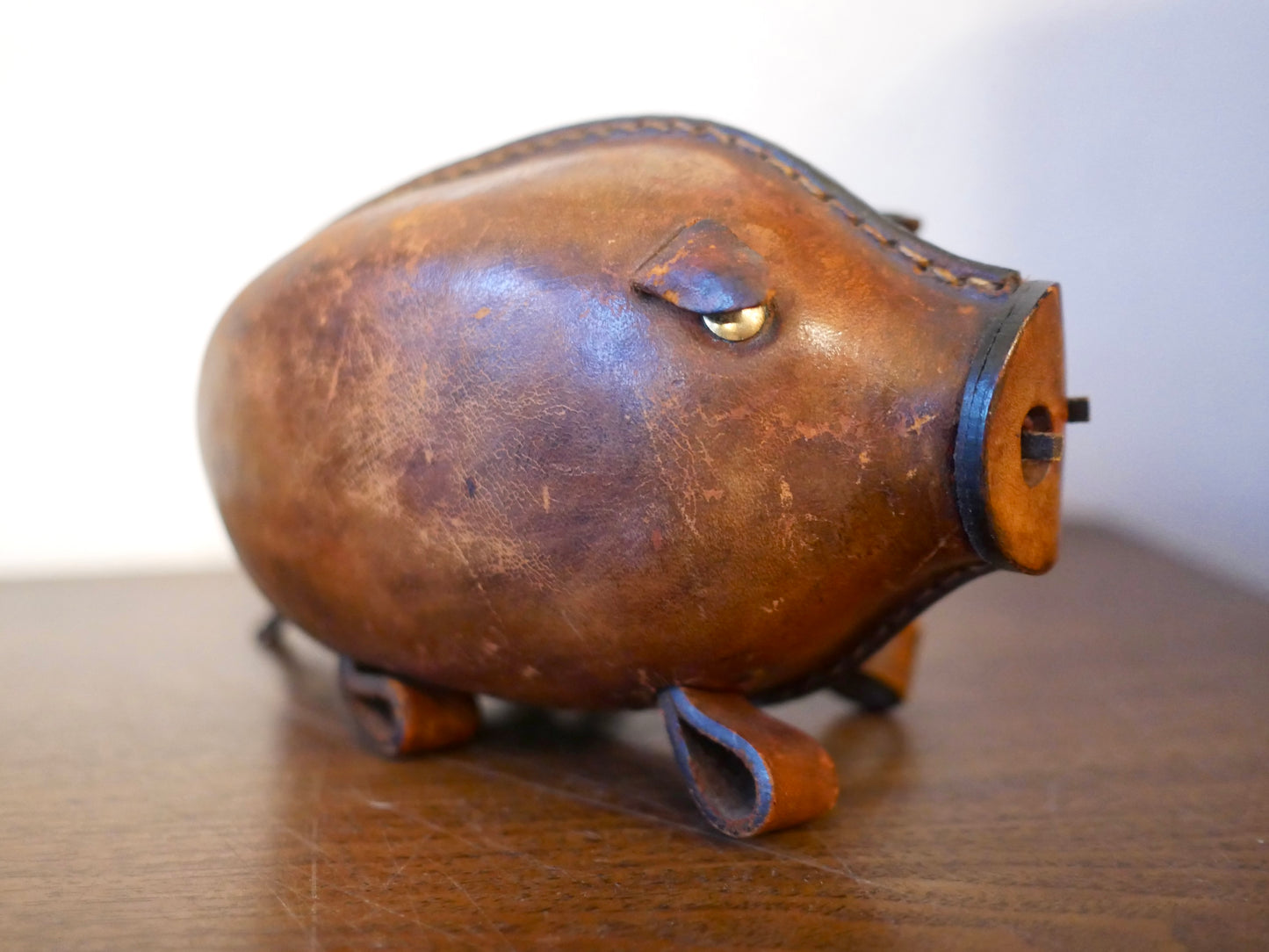 鴻池製作所 ブタ 貯金箱 本革 レザー KONOIKE