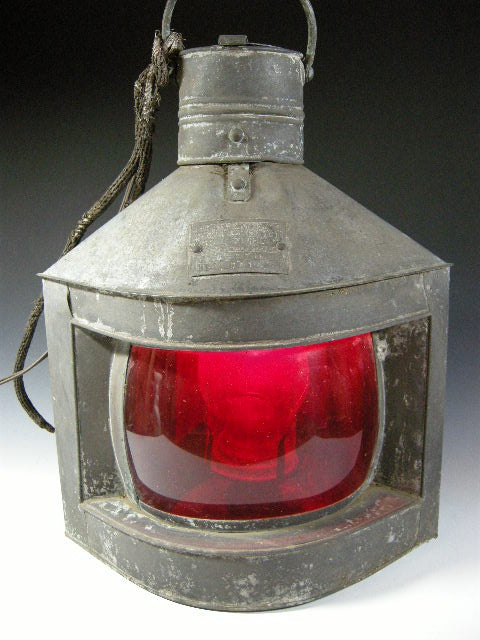 アンティーク 船燈 昭和三年製造 電燈・オイルランプ 紅燈船灯