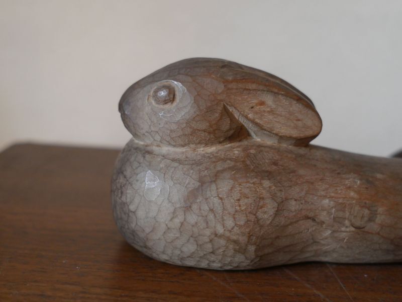 作者不詳 珍品 木彫 兎