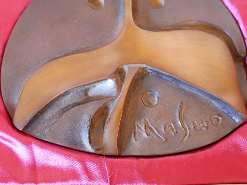 池田満寿夫【鳥と人】ブロンズ レリーフ 1993年