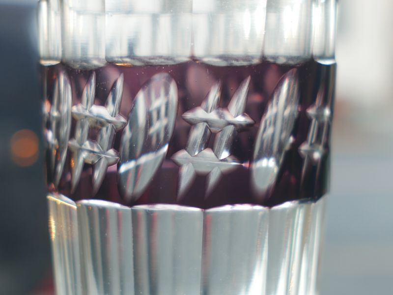 紫被せ切子 グラス A