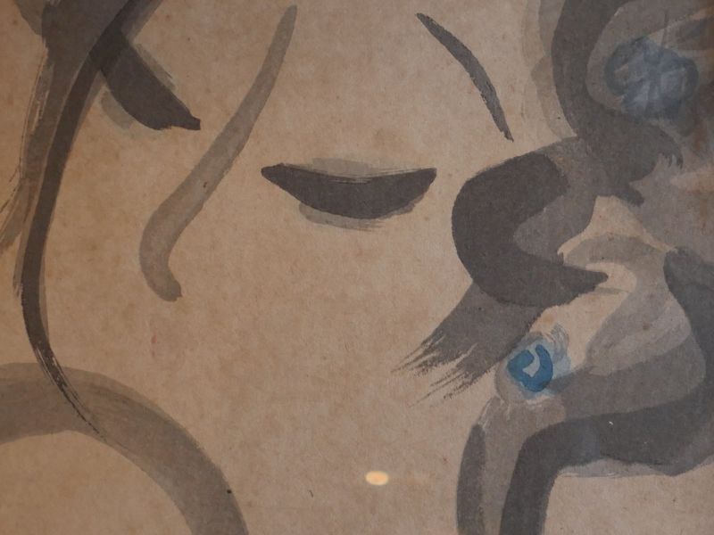 清水崑 美人画 女性像 直筆水墨画