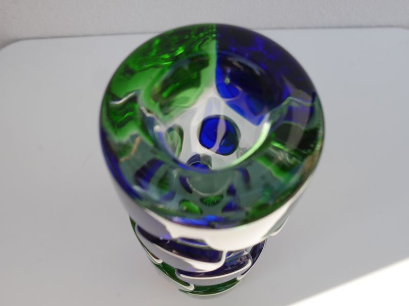 チェコスロヴァキア製 BOHEMIA 水玉のガラス花瓶 フラワーベース 花器 東欧