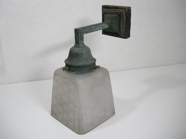 擦りガラス角型篭目文笠付き 門灯・ブラケット 電笠 照明