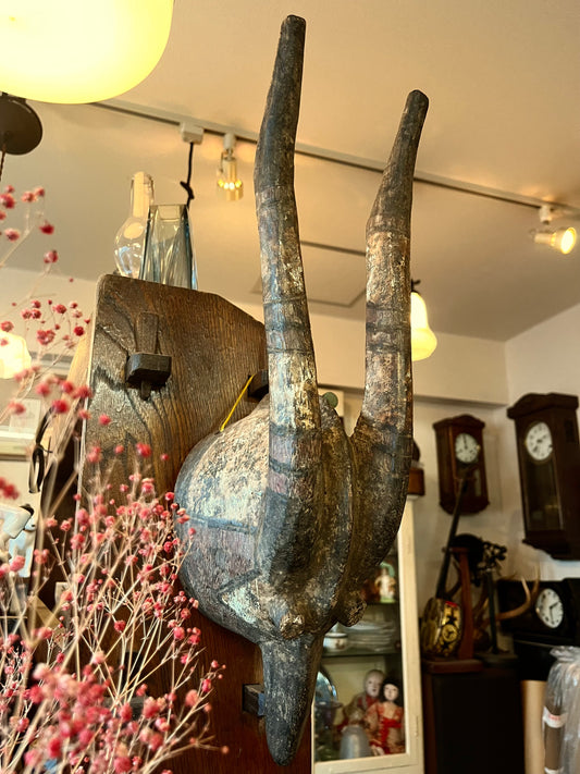 ブルキナファソ モシ族 木彫仮面 ヘッドマスク アフリカ民芸