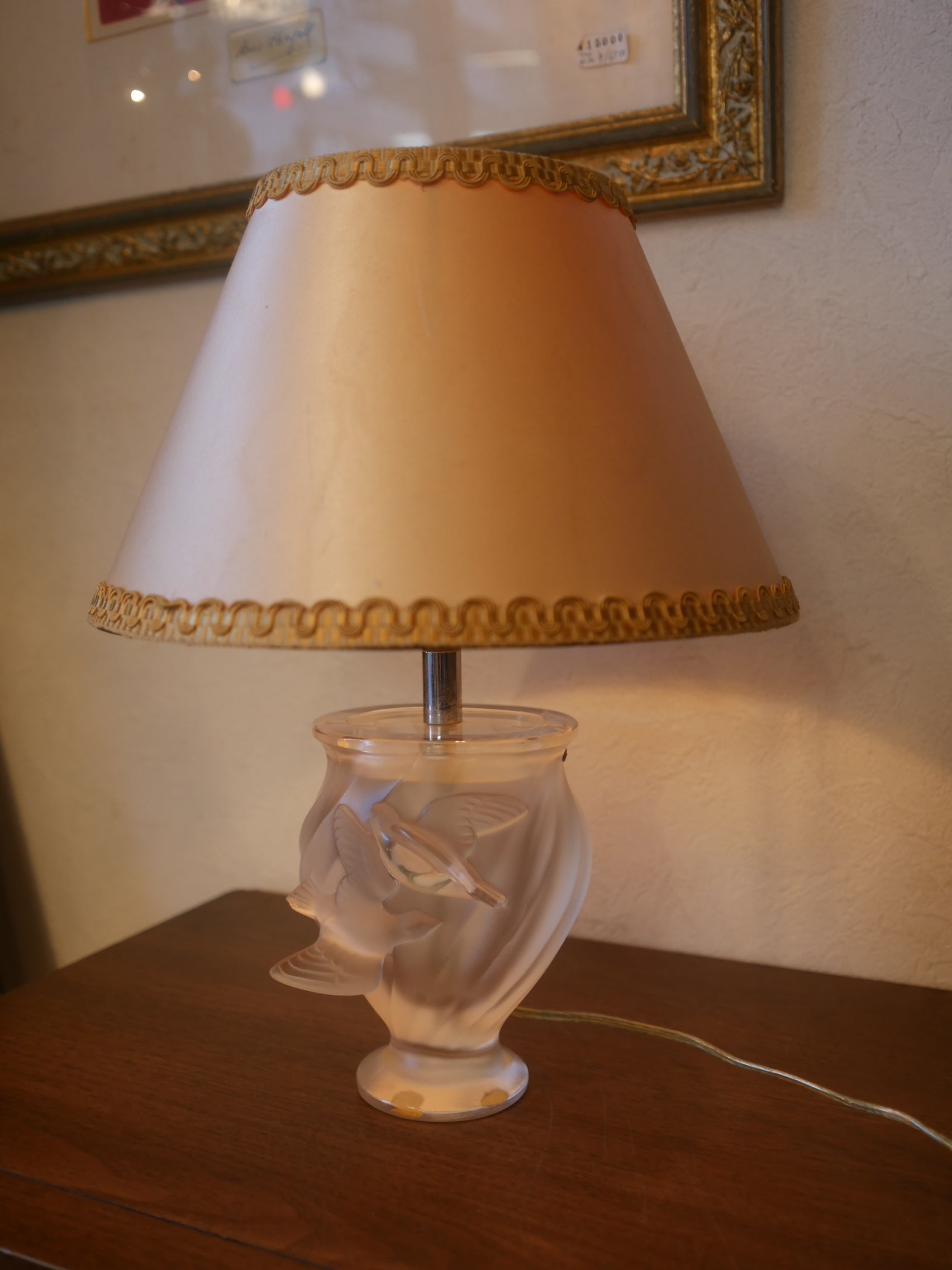 LALIQUE 卓上ランプ 鳩 フランス製 ルネ・ラリック クリスタルガラス
