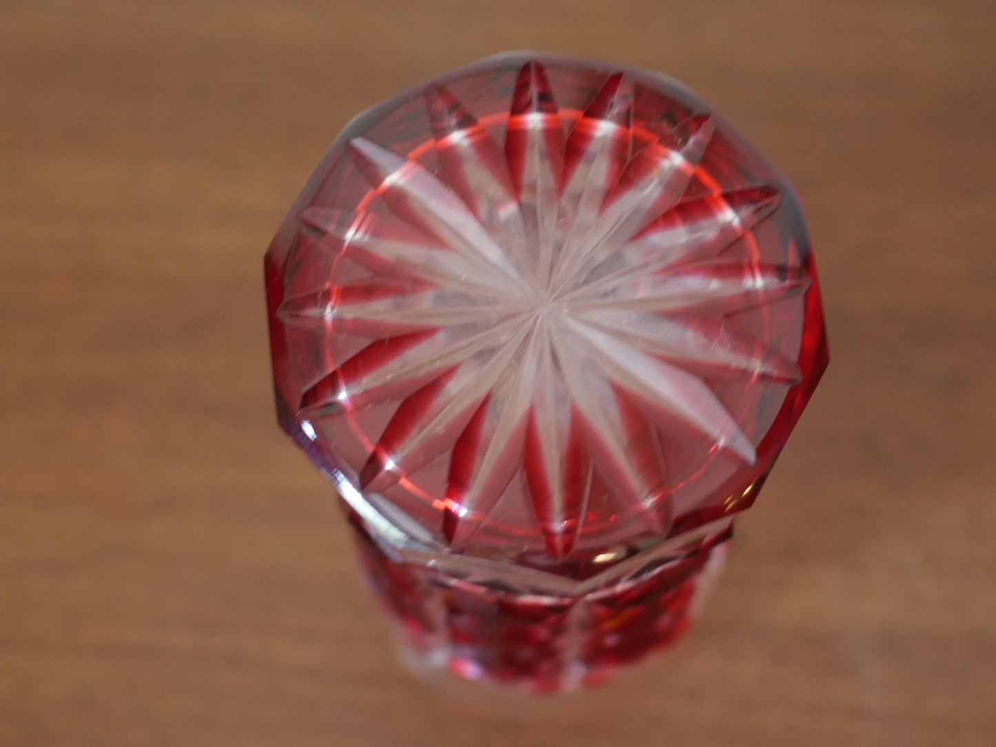 島津薩摩切子【矢来魚子紋】タンブラー 紅ガラス クリスタルガラス 酒器 盃
