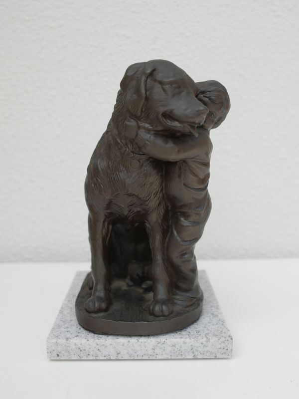 Pauline Parsons【Dog/Small boy (犬と幼い男の子)】英国製 ブロンズ彫刻 ポーリン・パーソンズ